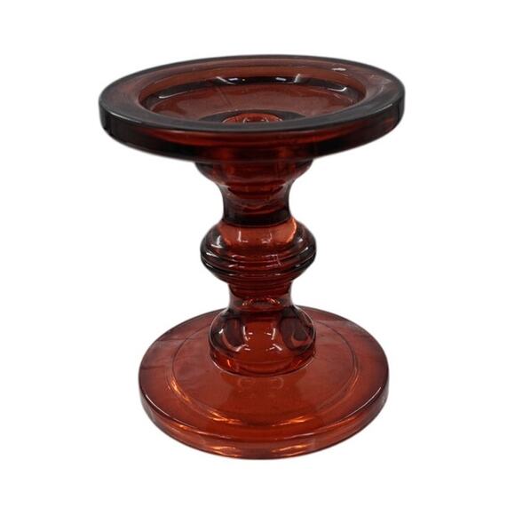 Set of Amber Glass Candle Holders - Picture 3 of 4